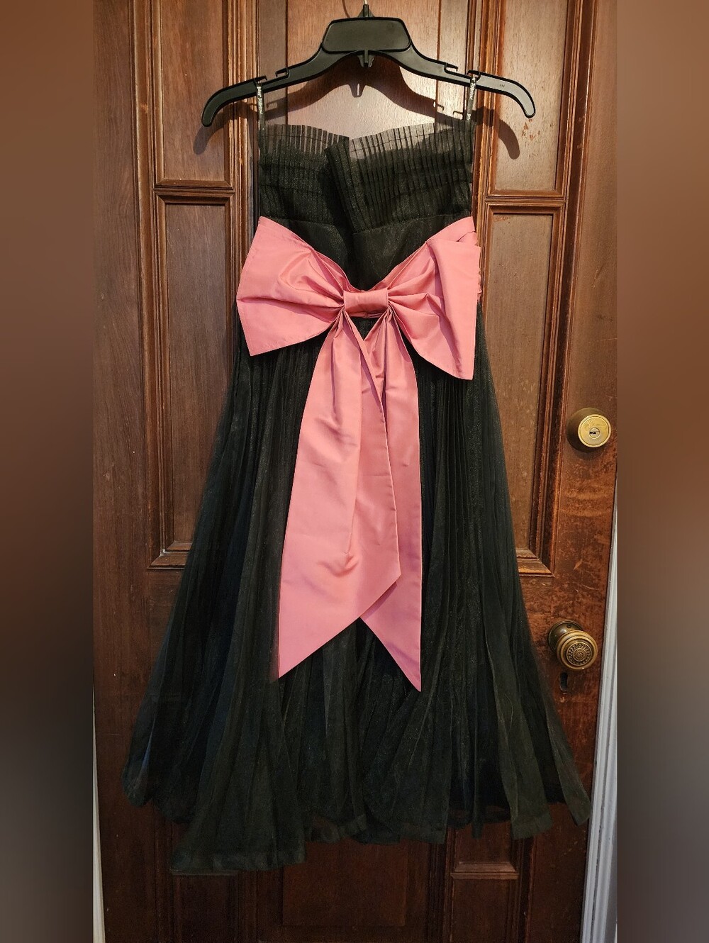 Betsey Johnson Black Tulle Skater Skirt with Pink Satin Bow-Size 6